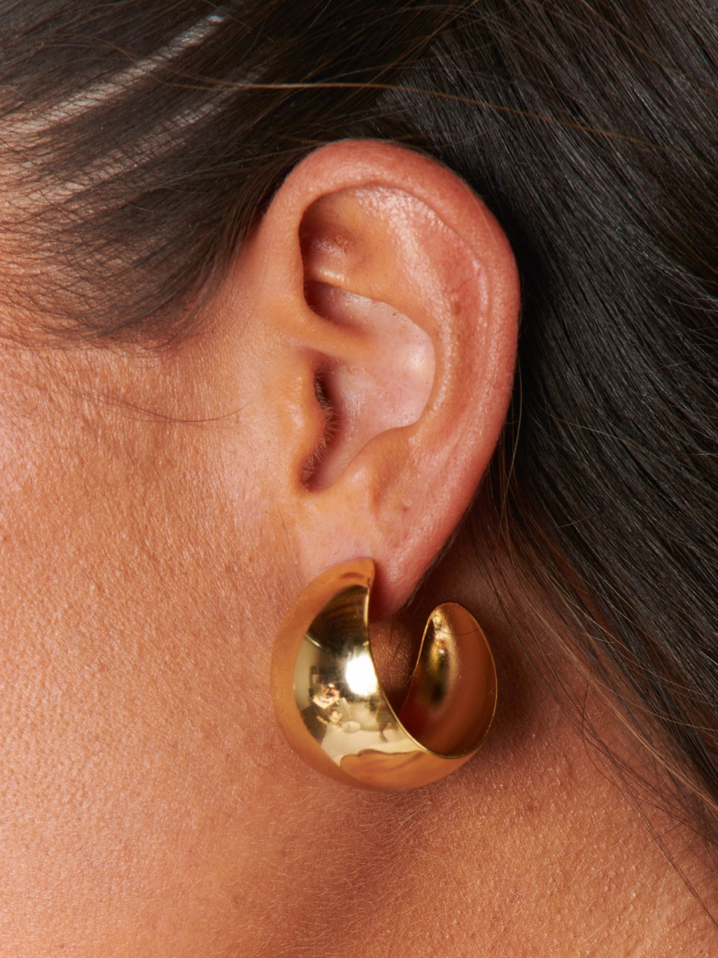 Show Me Your Mumu Polished Gold Dome “Faithy J Large Hoop Earrings”